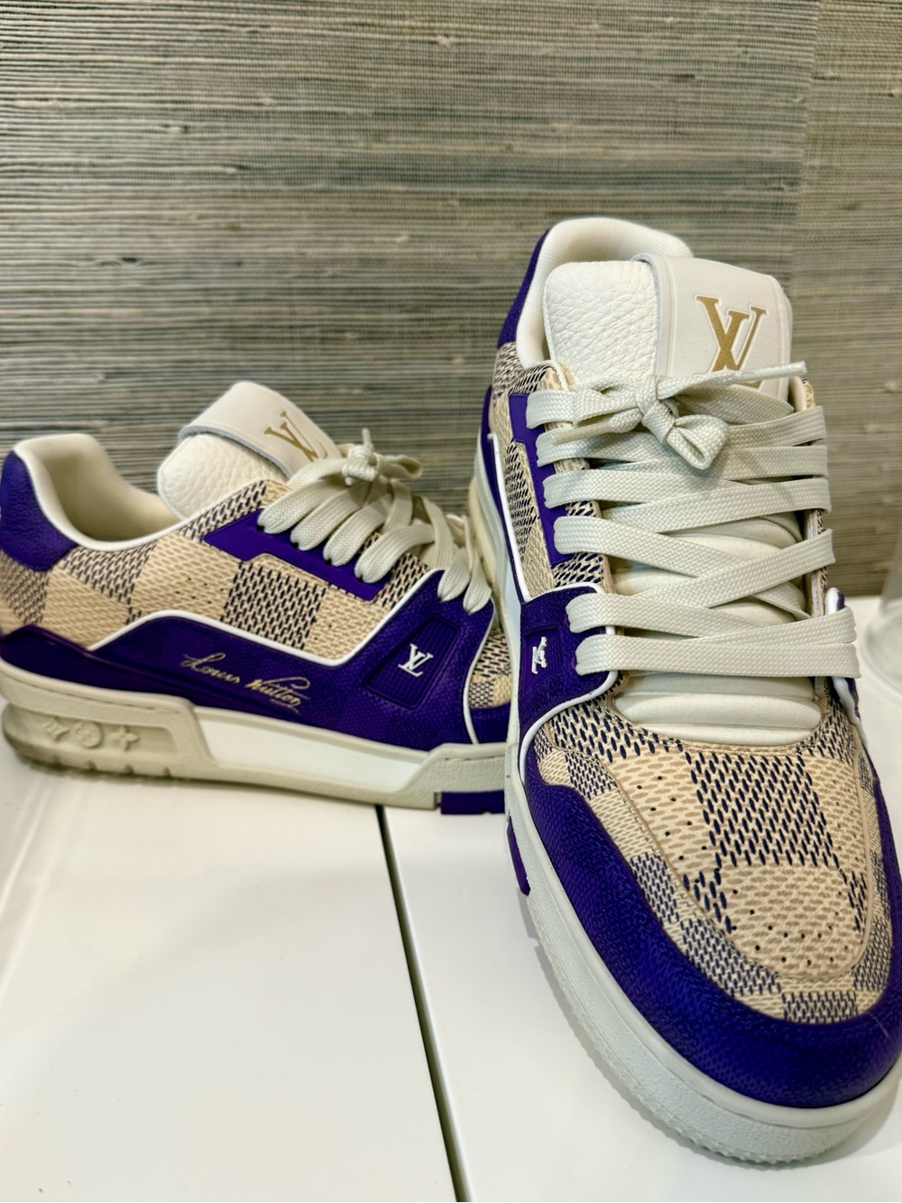 Louis Vuitton LV Men’s Trainers -Low Purple #54 Damier Edition-size 6